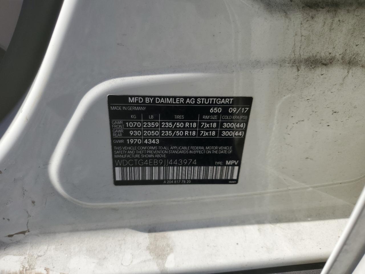 2018 MERCEDES-BENZ GLA 250 - WDCTG4EB9JJ443974