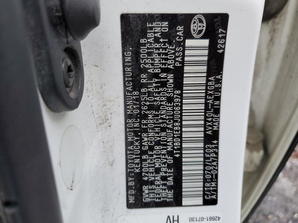 2018 TOYOTA AVALON HYB - 4T1BD1EB8JU063978