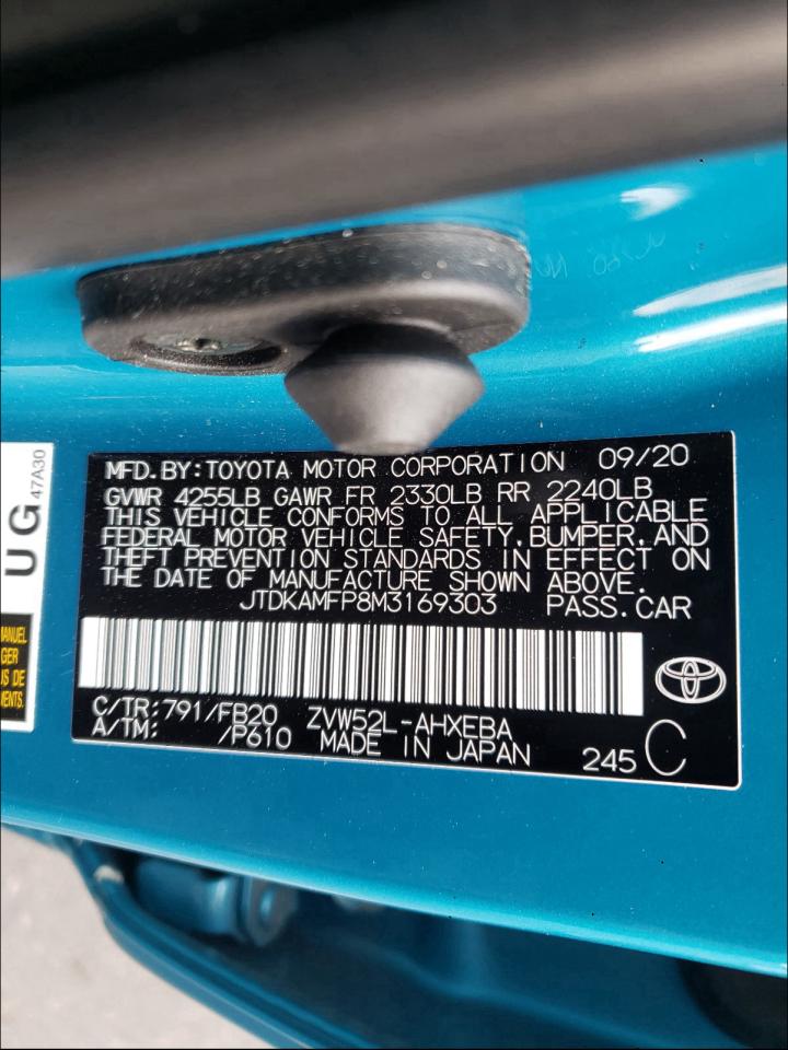 2021 TOYOTA PRIUS PRIM - JTDKAMFP8M3169303