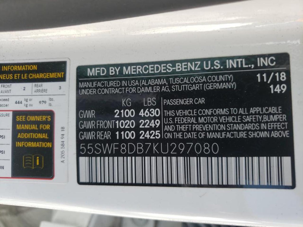 2019 MERCEDES-BENZ C 300 - 55SWF8DB7KU297080