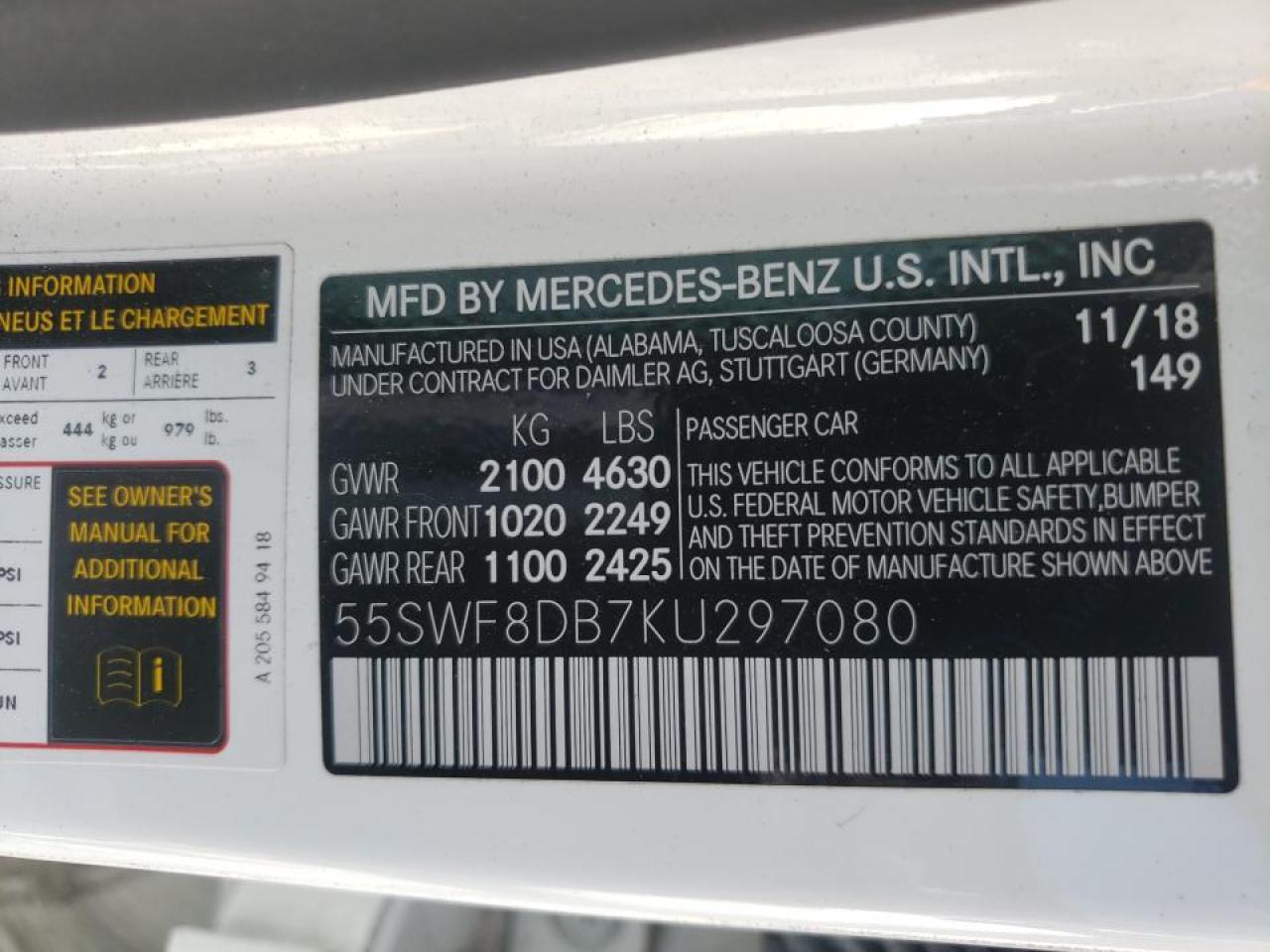 2019 MERCEDES-BENZ C 300 - 55SWF8DB7KU297080