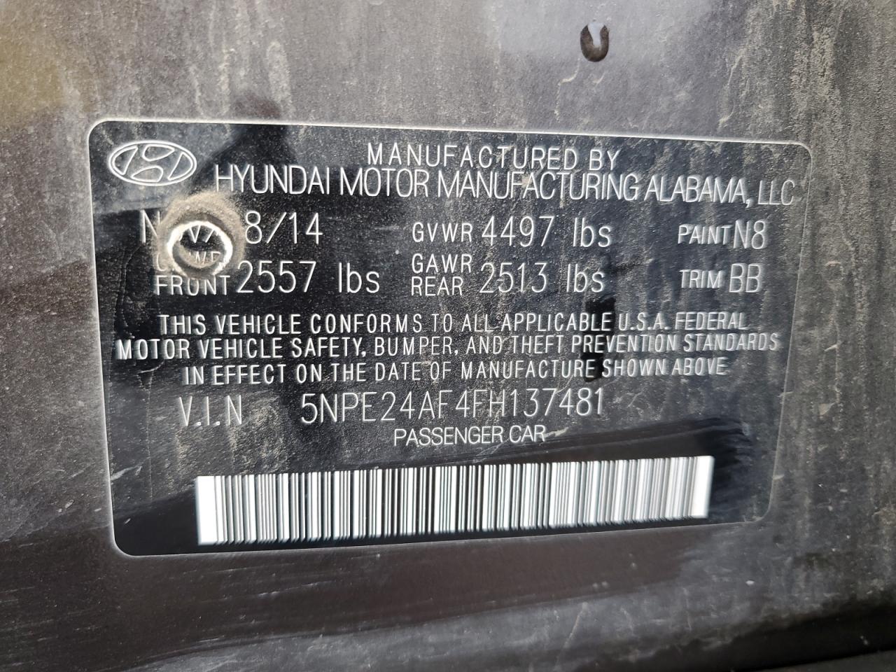 2015 HYUNDAI SONATA SE - 5NPE24AF4FH137481