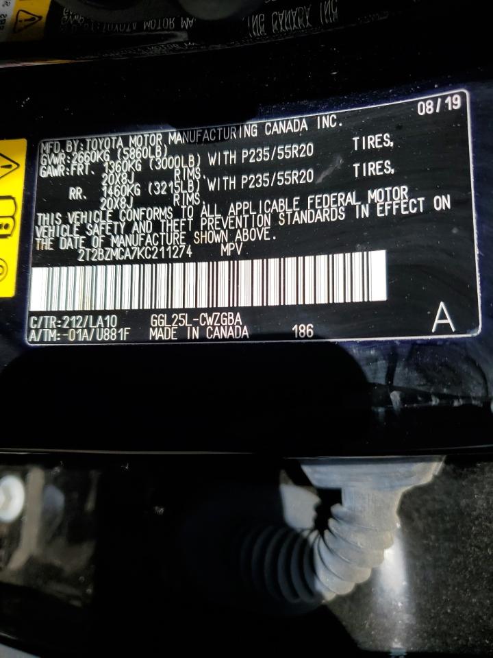 2019 LEXUS RX 350 BAS - 2T2BZMCA7KC211274