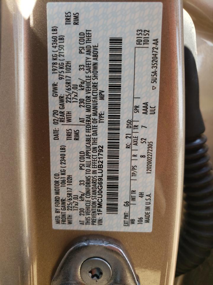 2020 FORD ESCAPE SE - 1FMCU0G69LUB21792