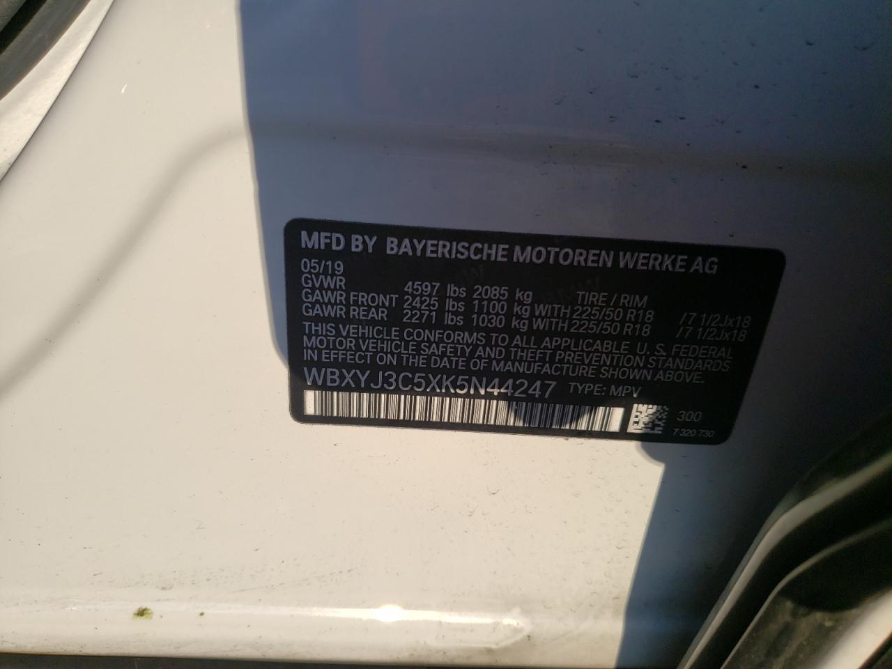 2019 BMW X2 SDRIVE2 - WBXYJ3C5XK5N44247