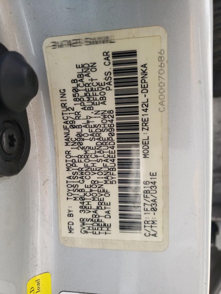 2013 TOYOTA COROLLA BA - 5YFBU4EE4DP096428