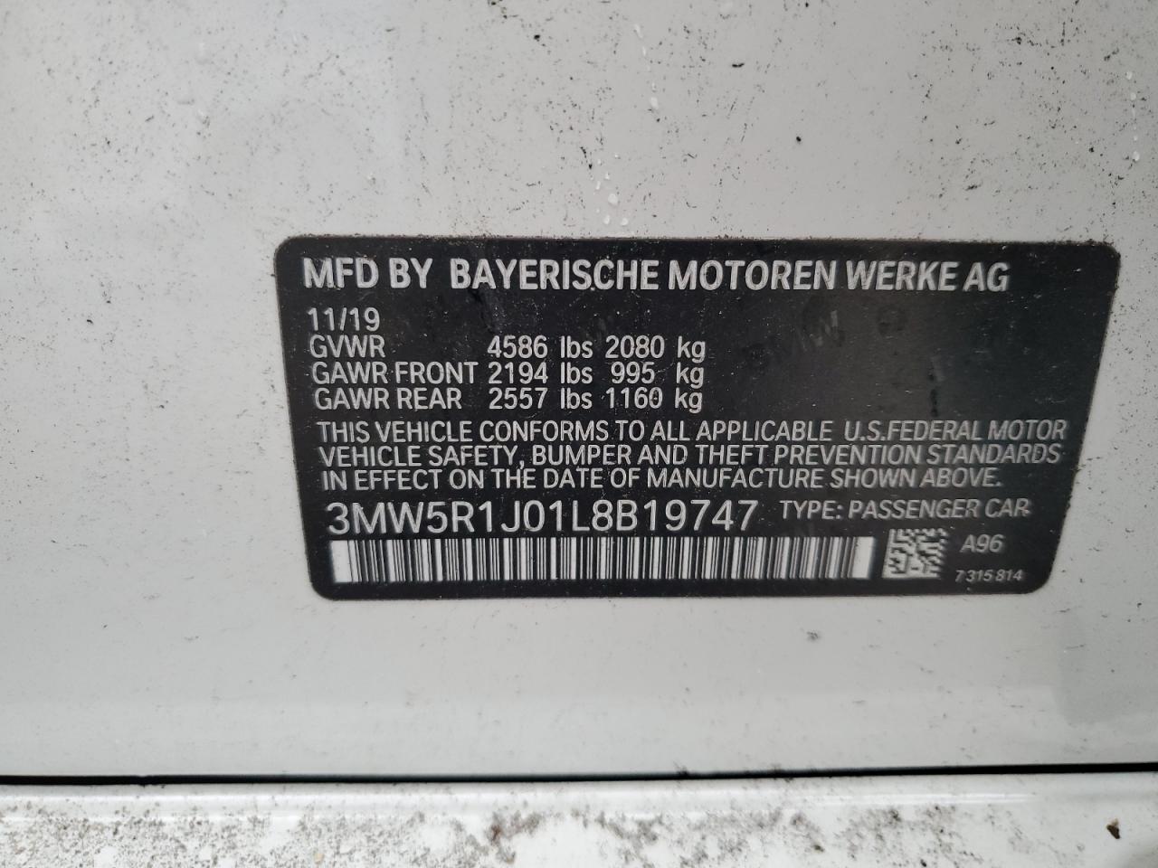 2020 BMW 330I - 3MW5R1J01L8B19747