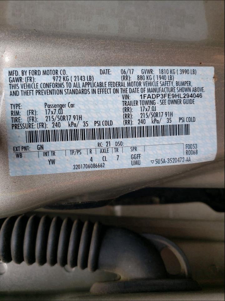 2017 FORD FOCUS SE - 1FADP3FE9HL294046