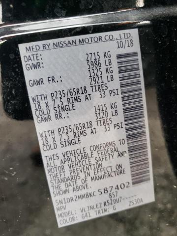 2019 NISSAN PATHFINDER - 5N1DR2MM8KC587402