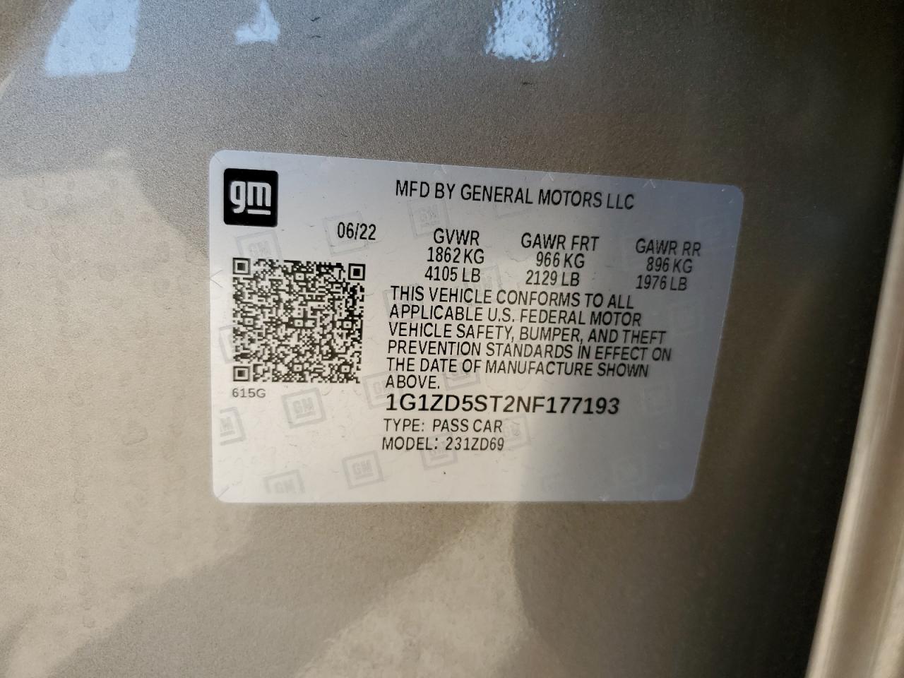 2022 CHEVROLET MALIBU LT - 1G1ZD5ST2NF177193
