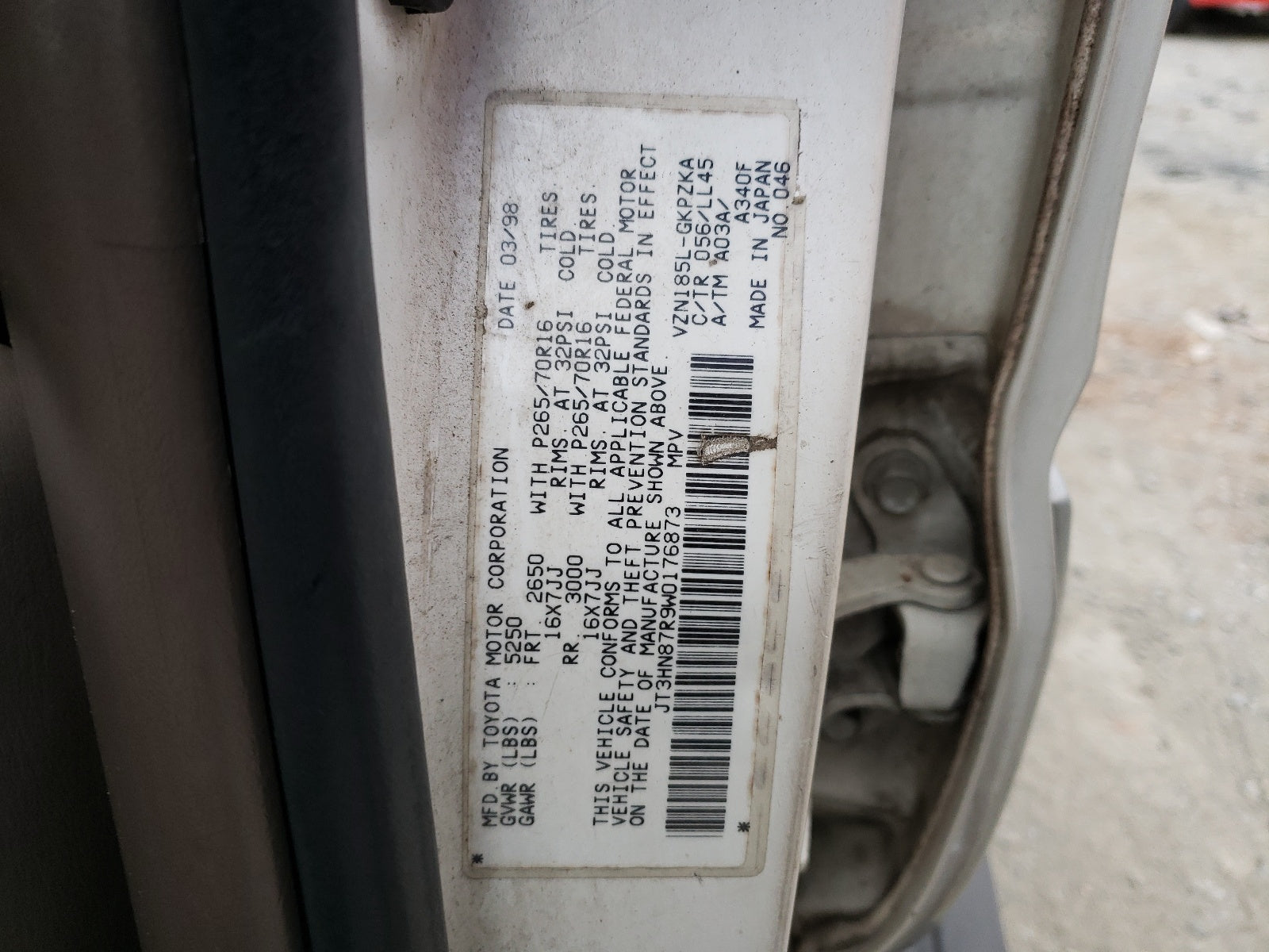 1998 TOYOTA 4RUNNER LI - JT3HN87R9W0176873