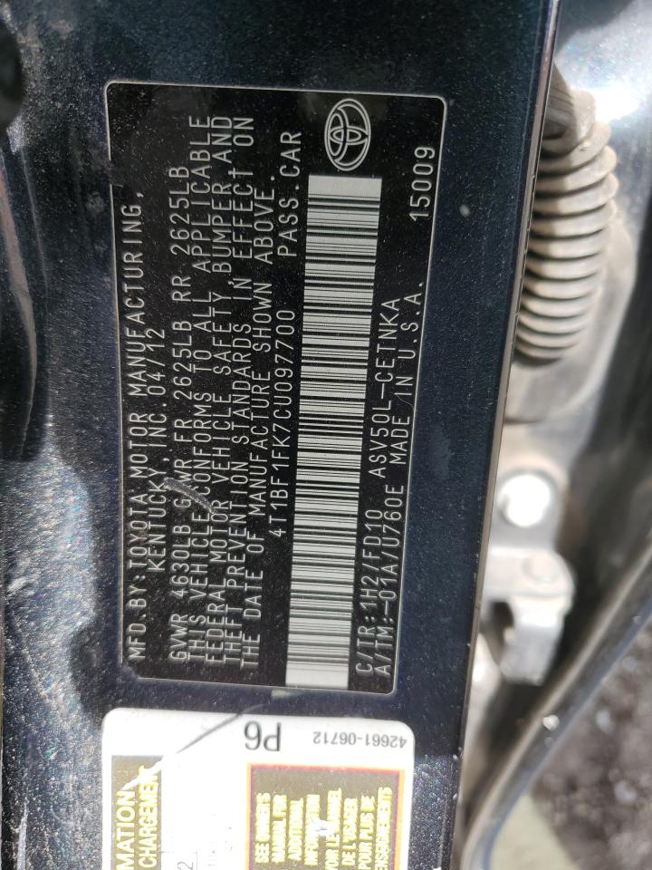2012 TOYOTA CAMRY BASE - 4T1BF1FK7CU097700