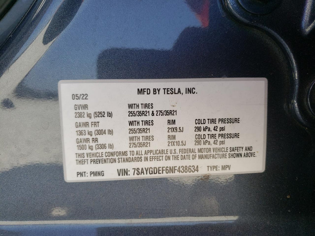 2022 TESLA MODEL Y - 7SAYGDEF6NF438634
