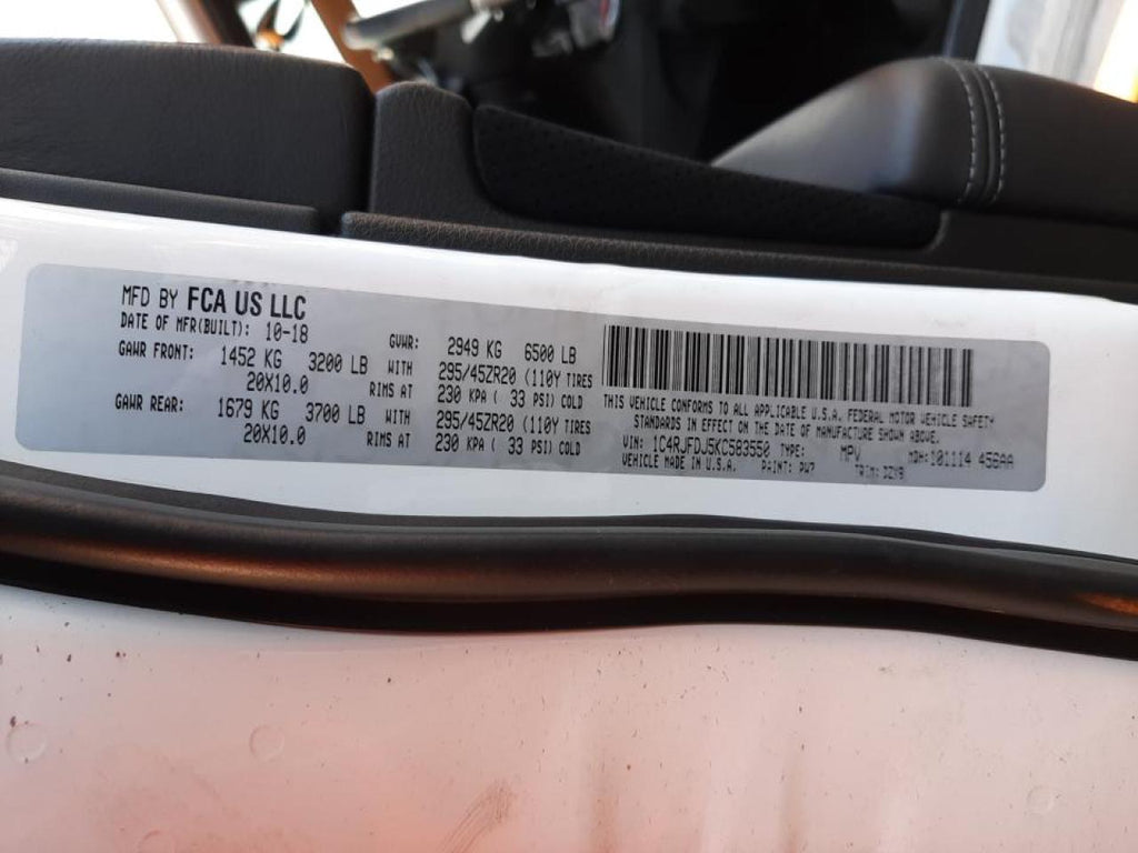 2019 JEEP GRAND CHER - 1C4RJFDJ5KC583550