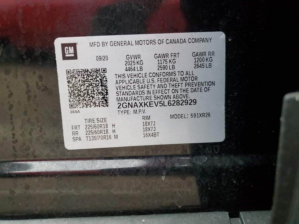 2020 CHEVROLET EQUINOX LT - 2GNAXKEV5L6282929
