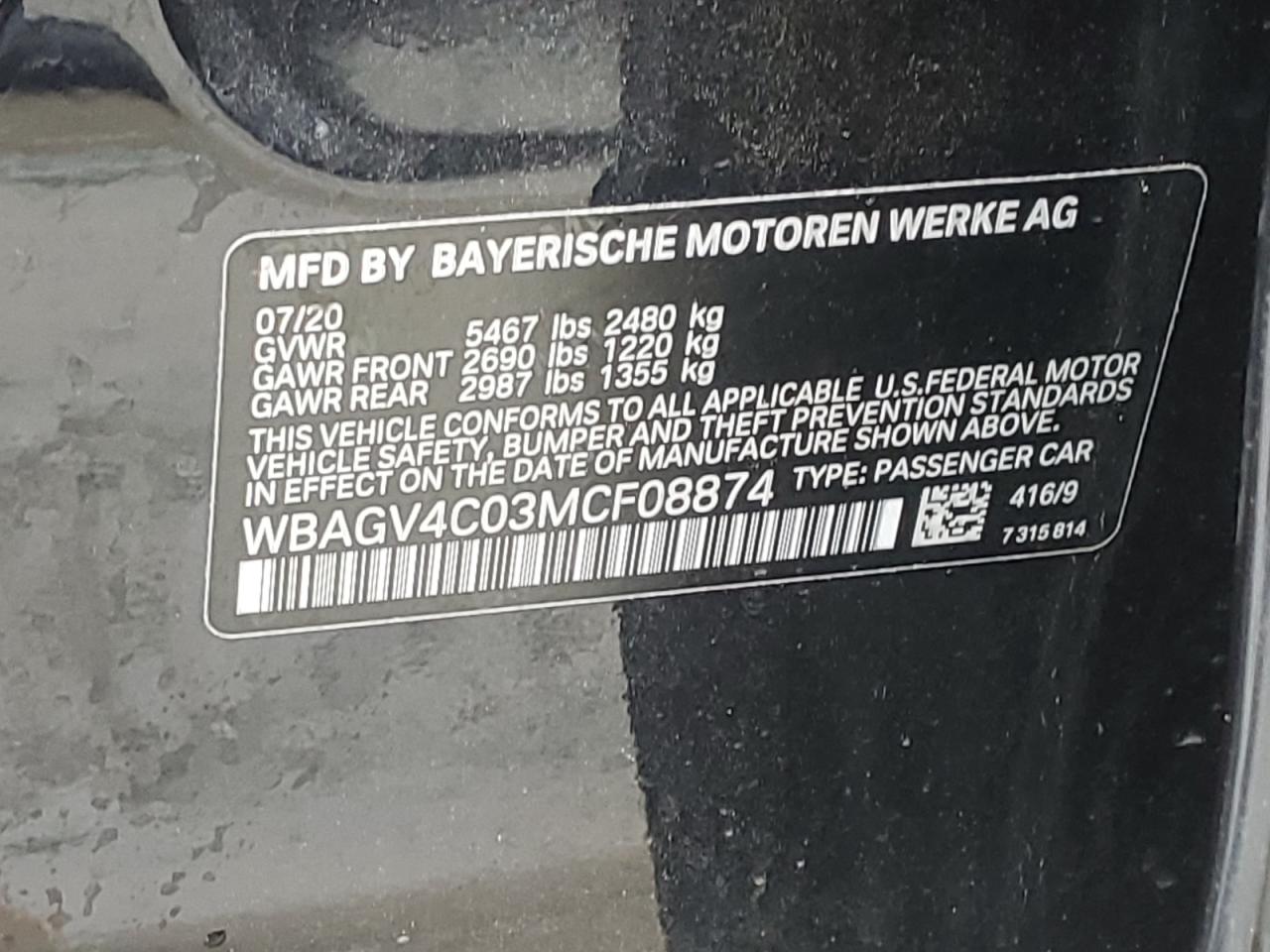 2021 BMW 840XI - WBAGV4C03MCF08874