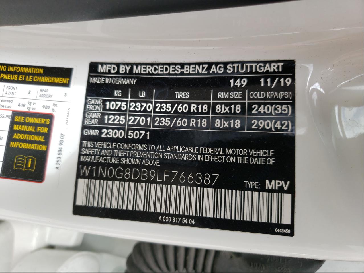 2020 MERCEDES-BENZ GLC 300 - W1N0G8DB9LF766387