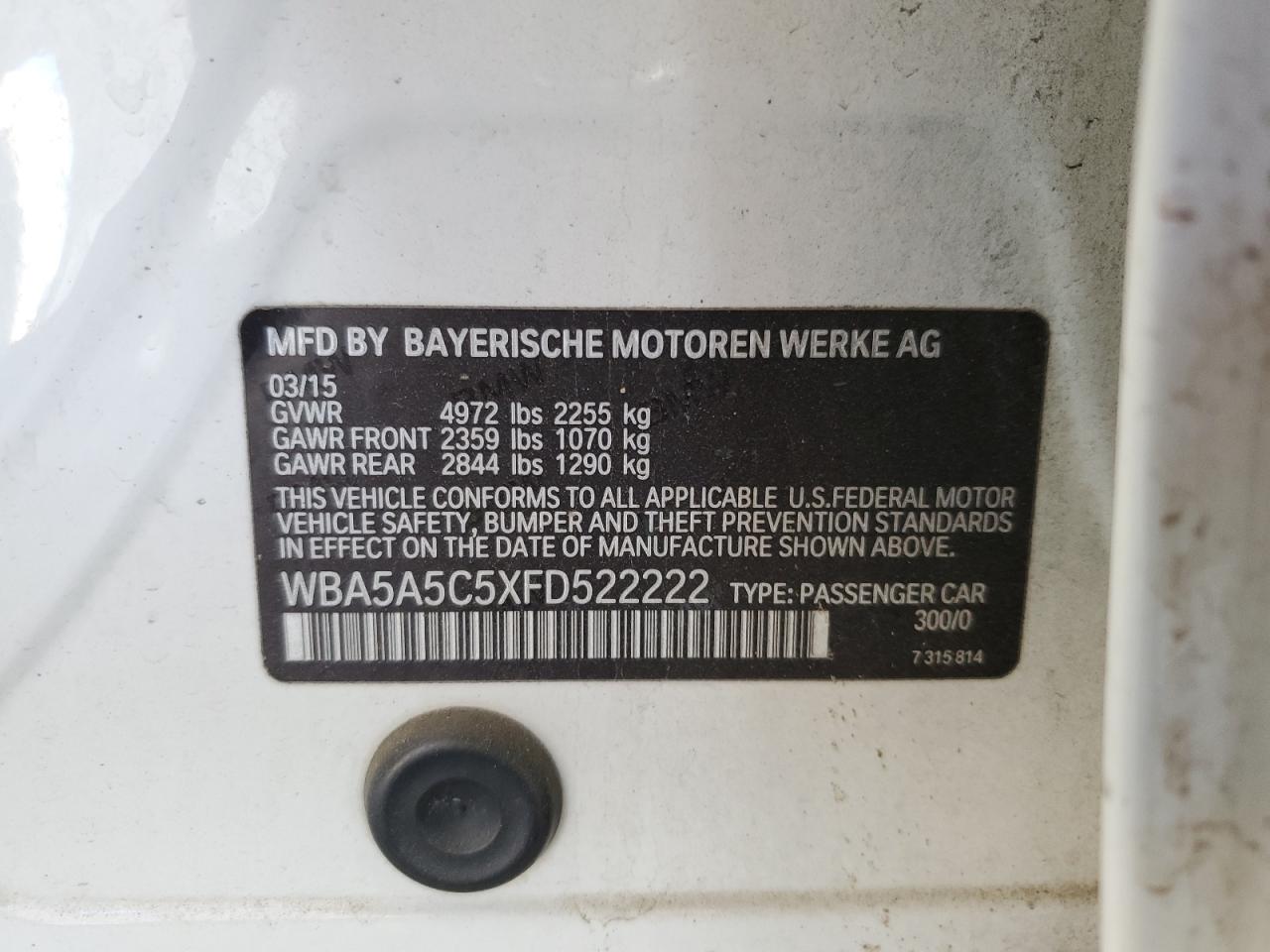 2015 BMW 528 I - WBA5A5C5XFD522222