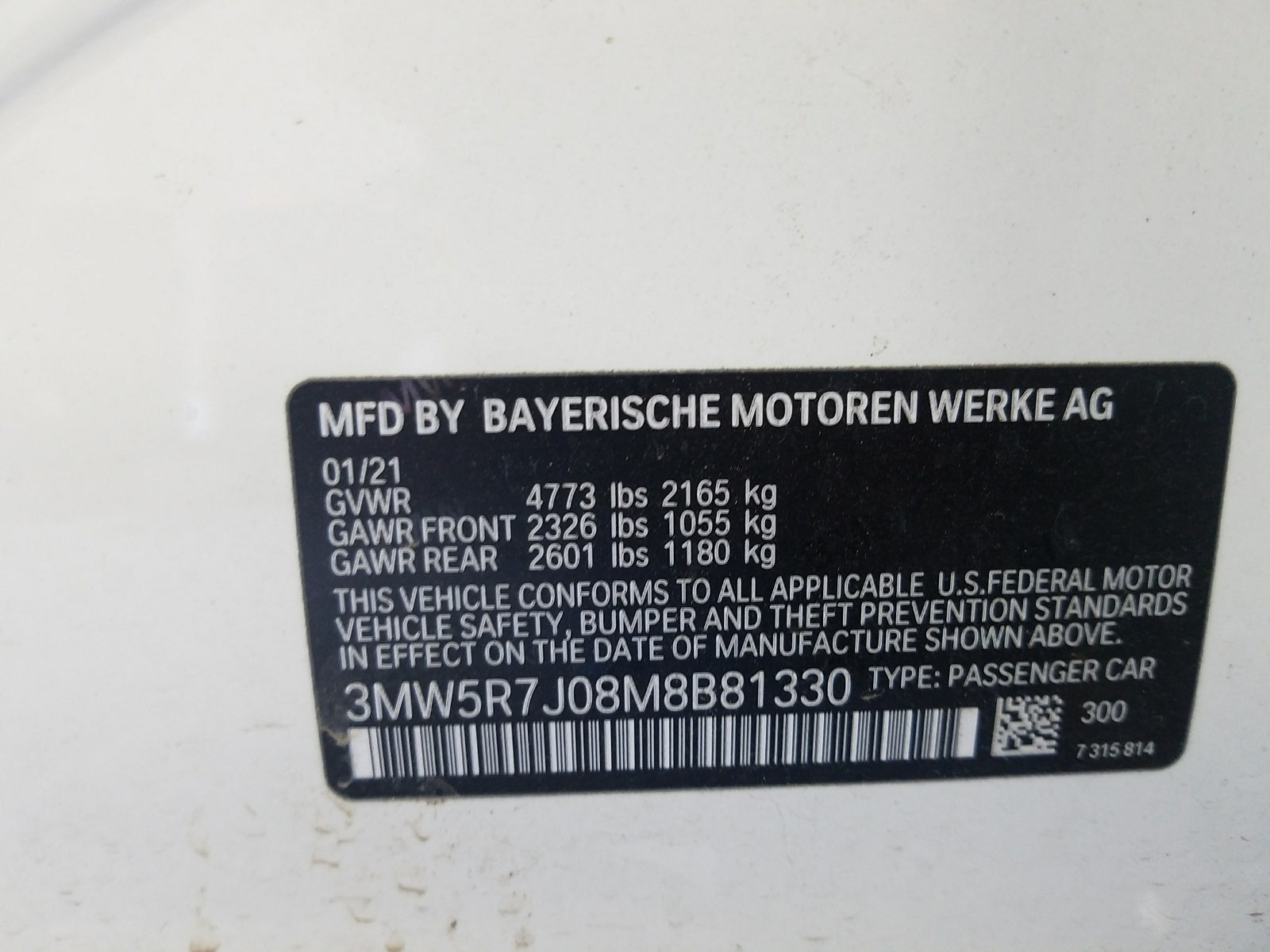 2021 BMW 330XI - 3MW5R7J08M8B81330