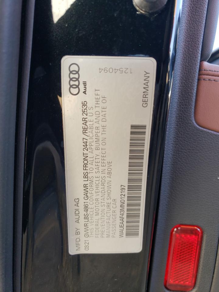 2021 AUDI A4 PREMIUM - WAUEAAF43MN012197