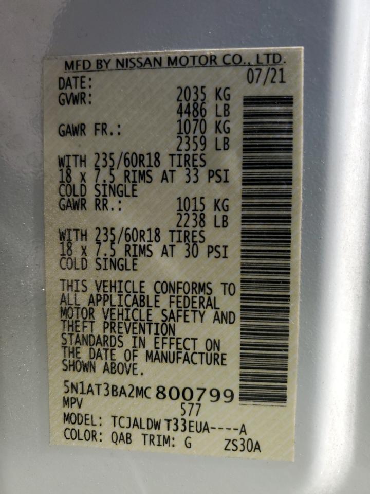 2021 NISSAN ROGUE SV - 5N1AT3BA2MC800799