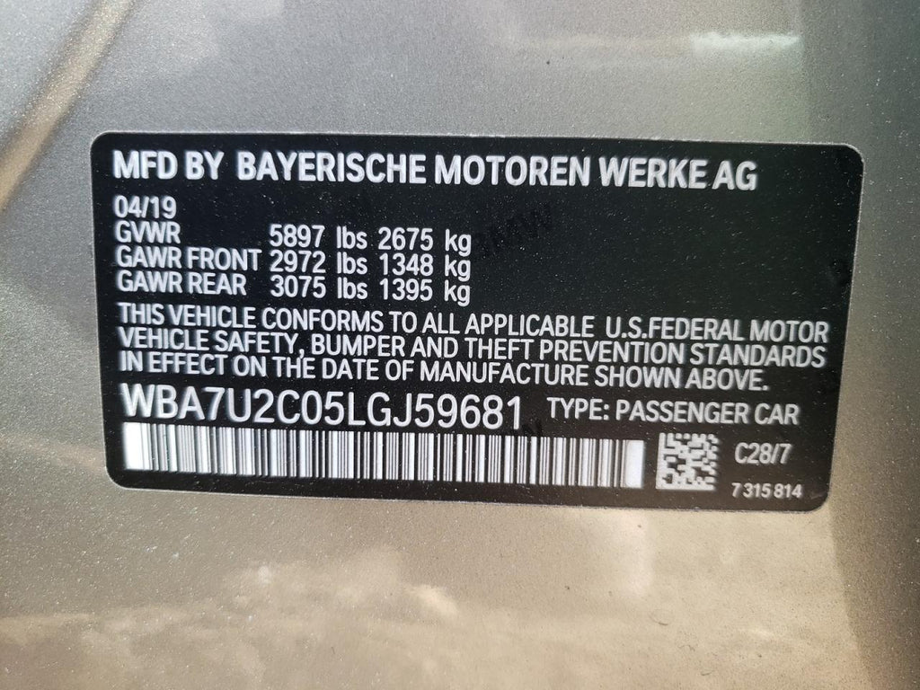2020 BMW 750 XI - WBA7U2C05LGJ59681