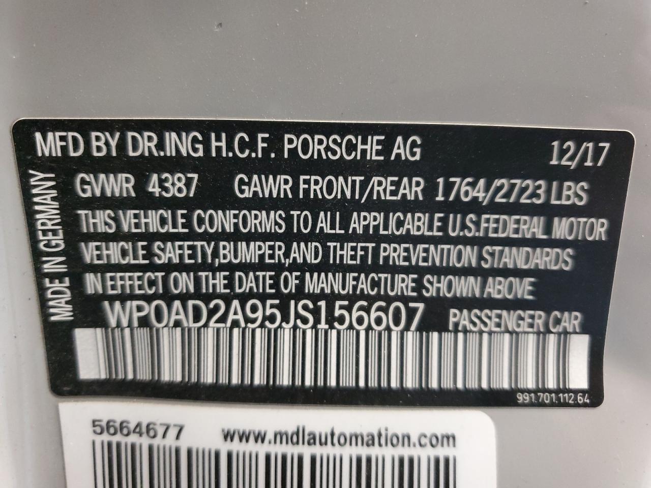 2018 PORSCHE 911 TURBO - WP0AD2A95JS156607