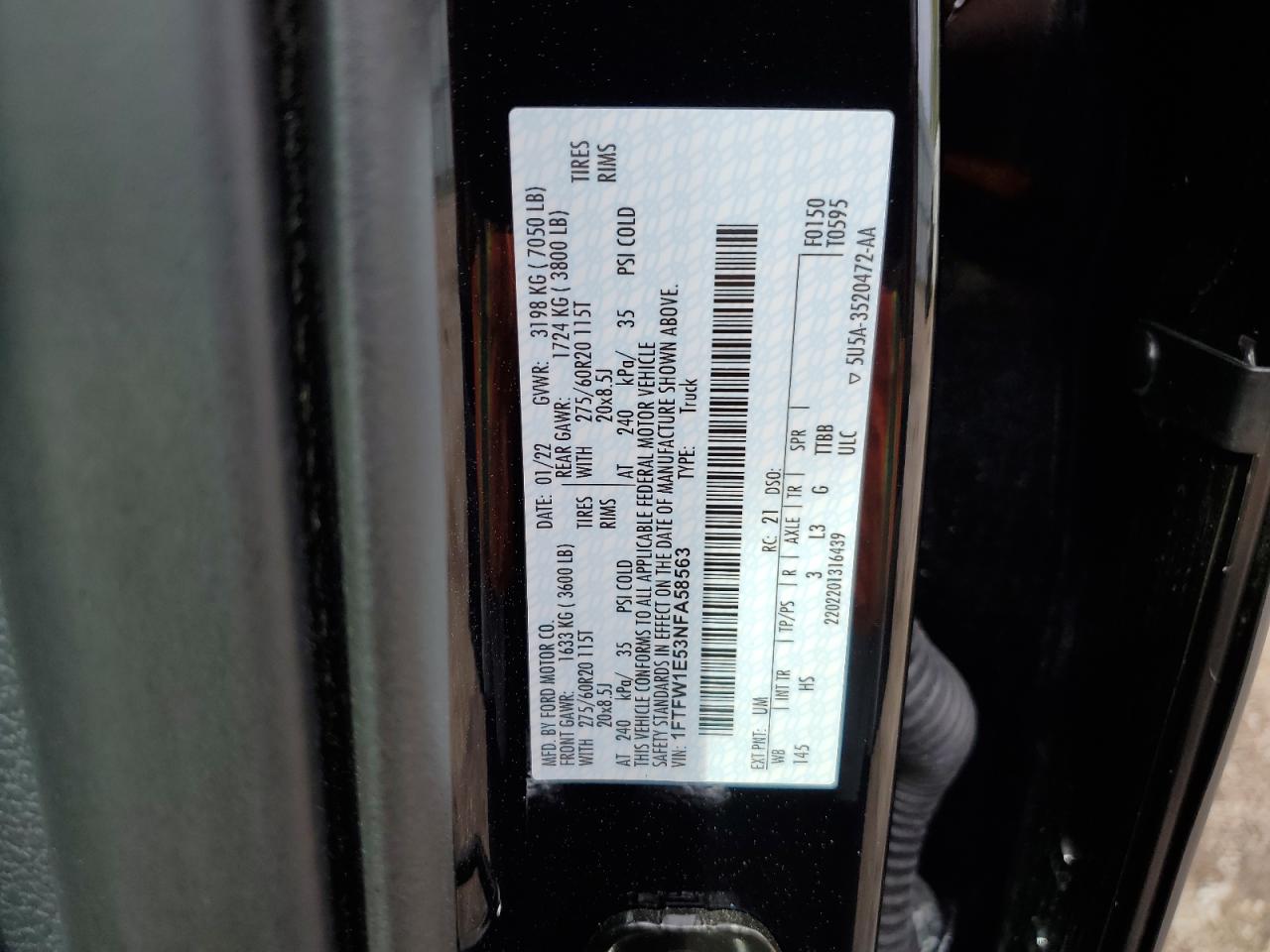 2022 FORD F150 SUPER - 1FTFW1E53NFA58563