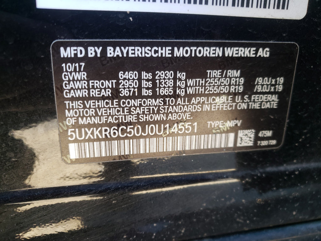 2018 BMW X5 XDRIVE5 - 5UXKR6C50J0U14551
