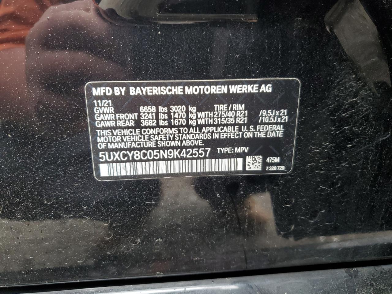 2022 BMW X6 M50I - 5UXCY8C05N9K42557