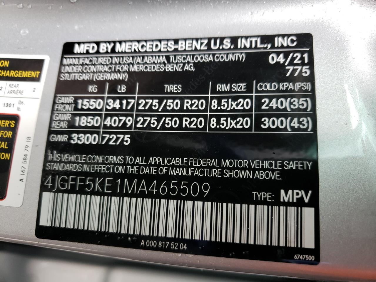 2021 MERCEDES-BENZ GLS 450 4M - 4JGFF5KE1MA465509