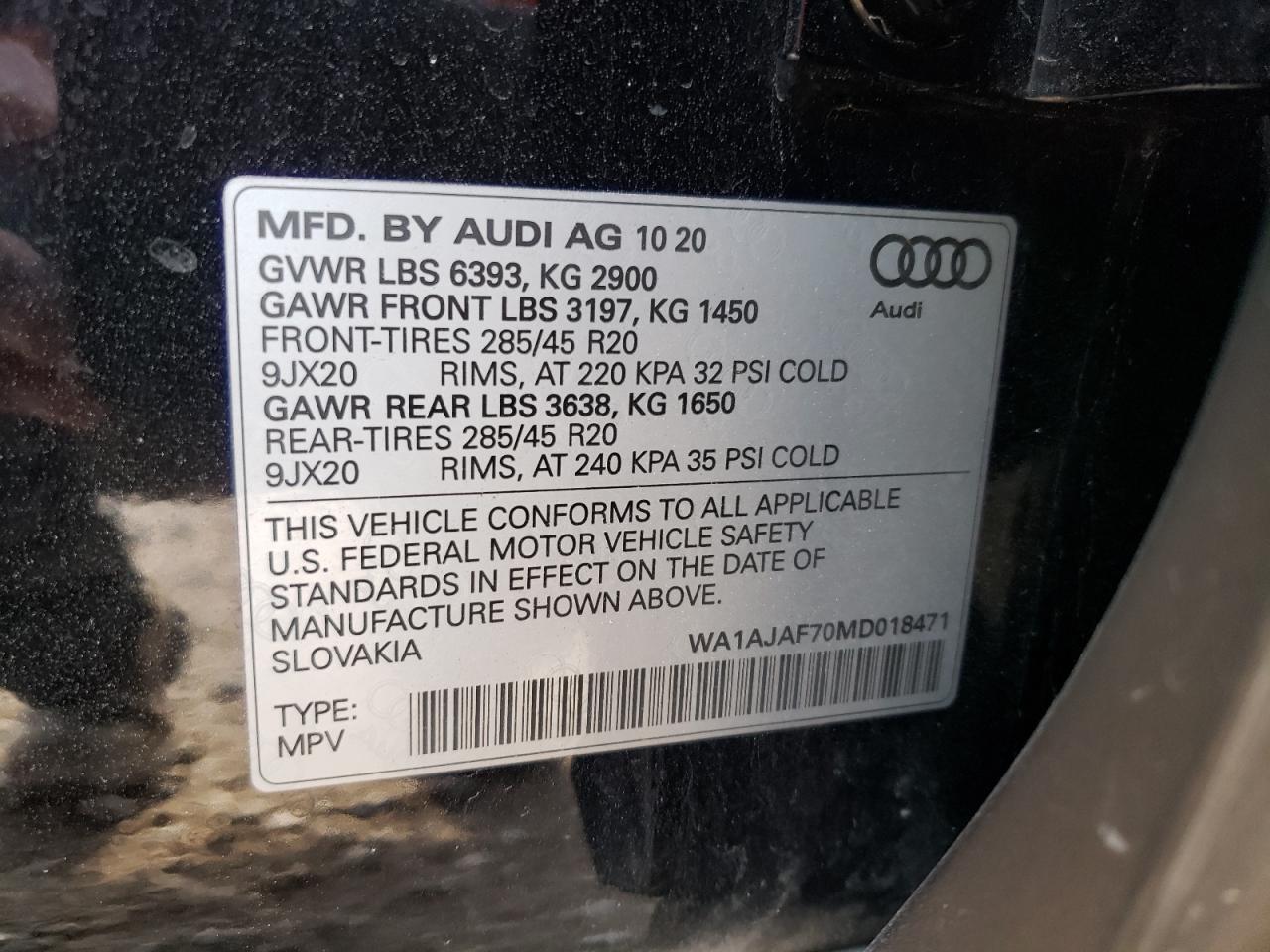 2021 AUDI Q7 PREMIUM - WA1AJAF70MD018471