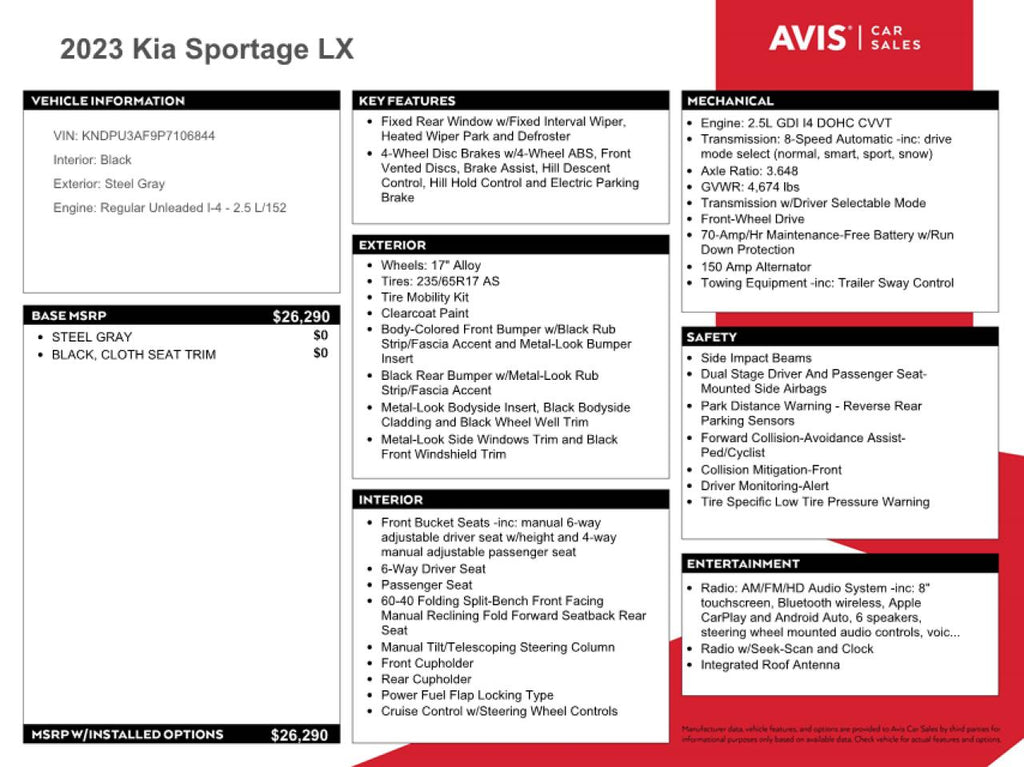 2023 KIA SPORTAGE L - KNDPU3AF9P7106844
