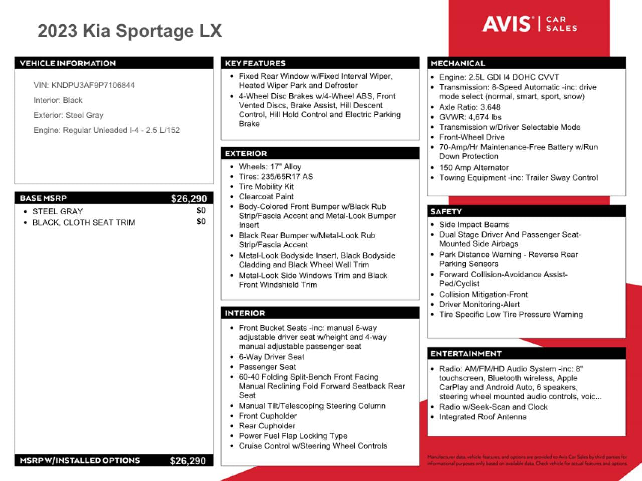2023 KIA SPORTAGE L - KNDPU3AF9P7106844