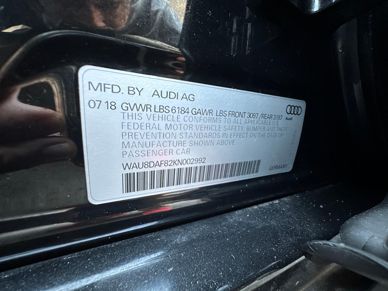 2019 AUDI A8 L - WAU8DAF82KN002992