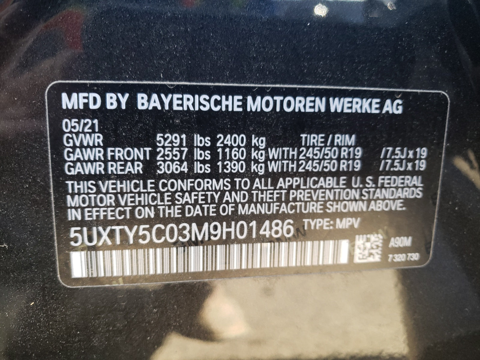 2021 BMW X3 XDRIVE3 - 5UXTY5C03M9H01486