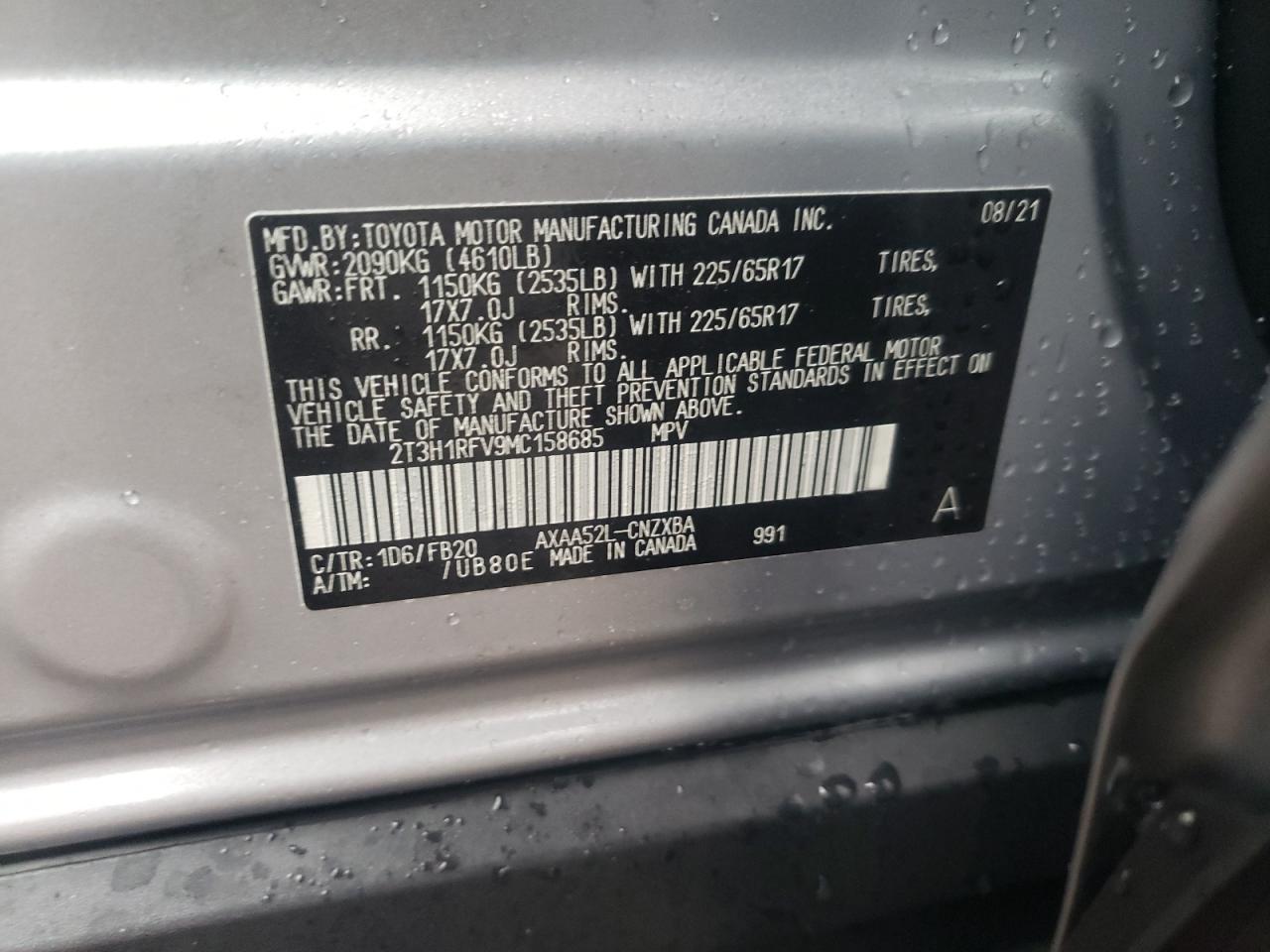 2021 TOYOTA RAV4 LE - 2T3H1RFV9MC158685