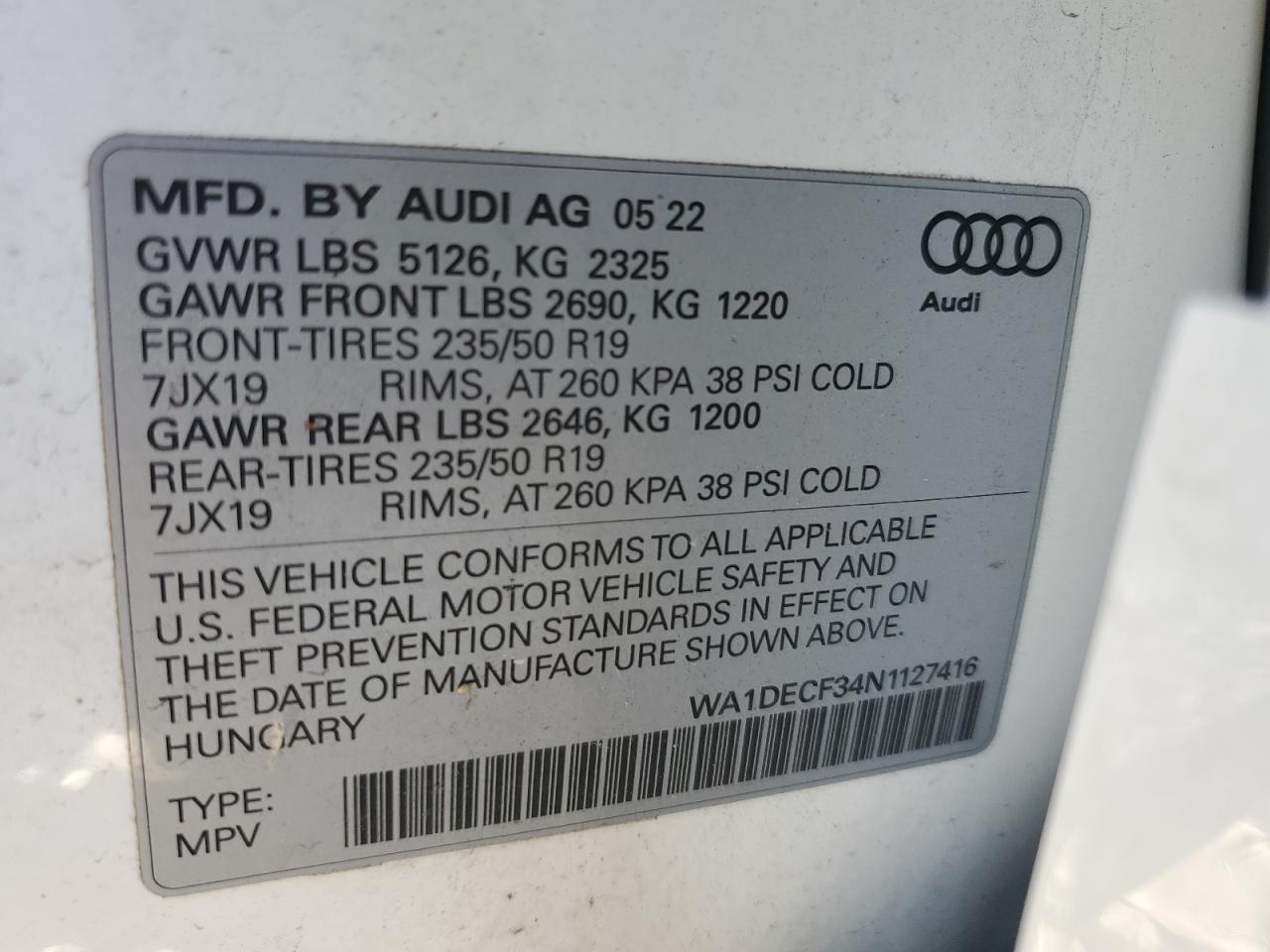 2022 AUDI Q3 PREMIUM - WA1DECF34N1127416