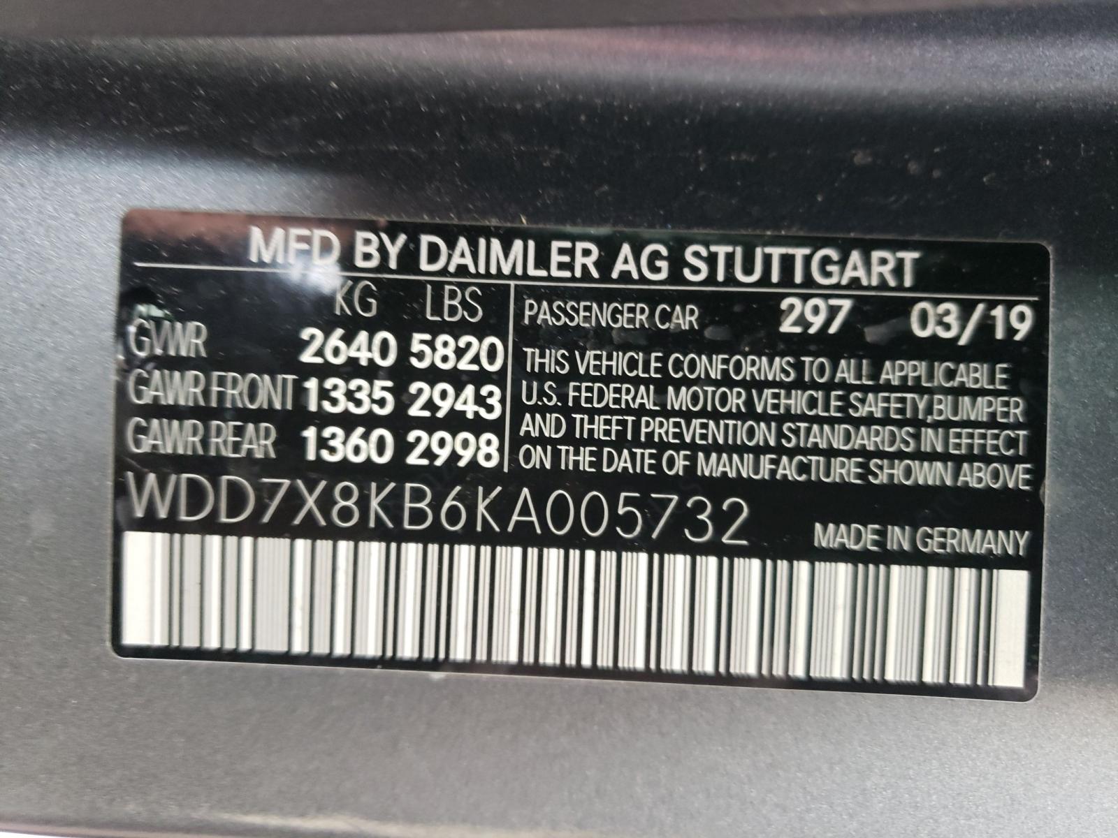 2019 MERCEDES-BENZ AMG GT 63 - WDD7X8KB6KA005732