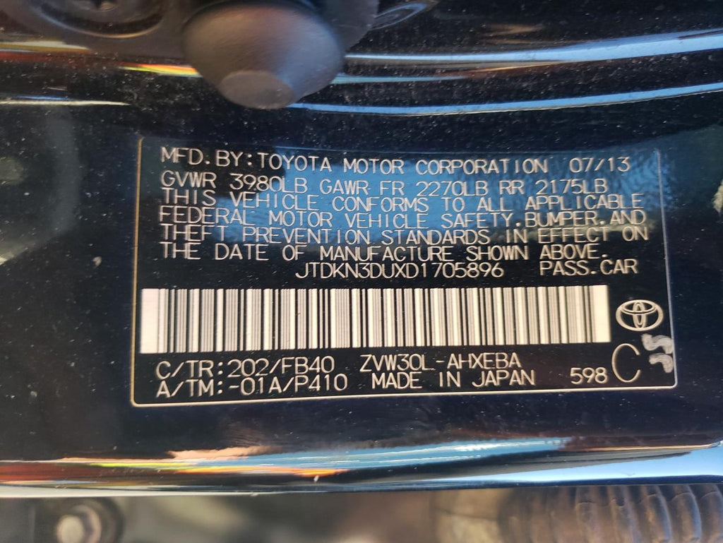 2013 TOYOTA PRIUS - JTDKN3DUXD1705896