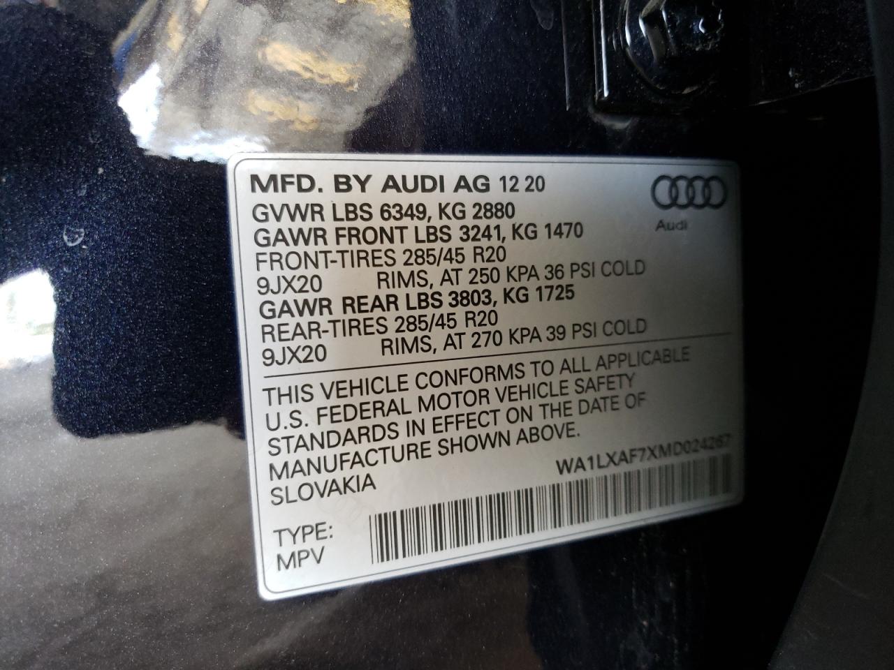2021 AUDI Q7 PREMIUM - WA1LXAF7XMD024267
