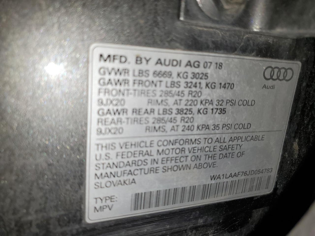2018 AUDI Q7 PREMIUM - WA1LAAF76JD054783