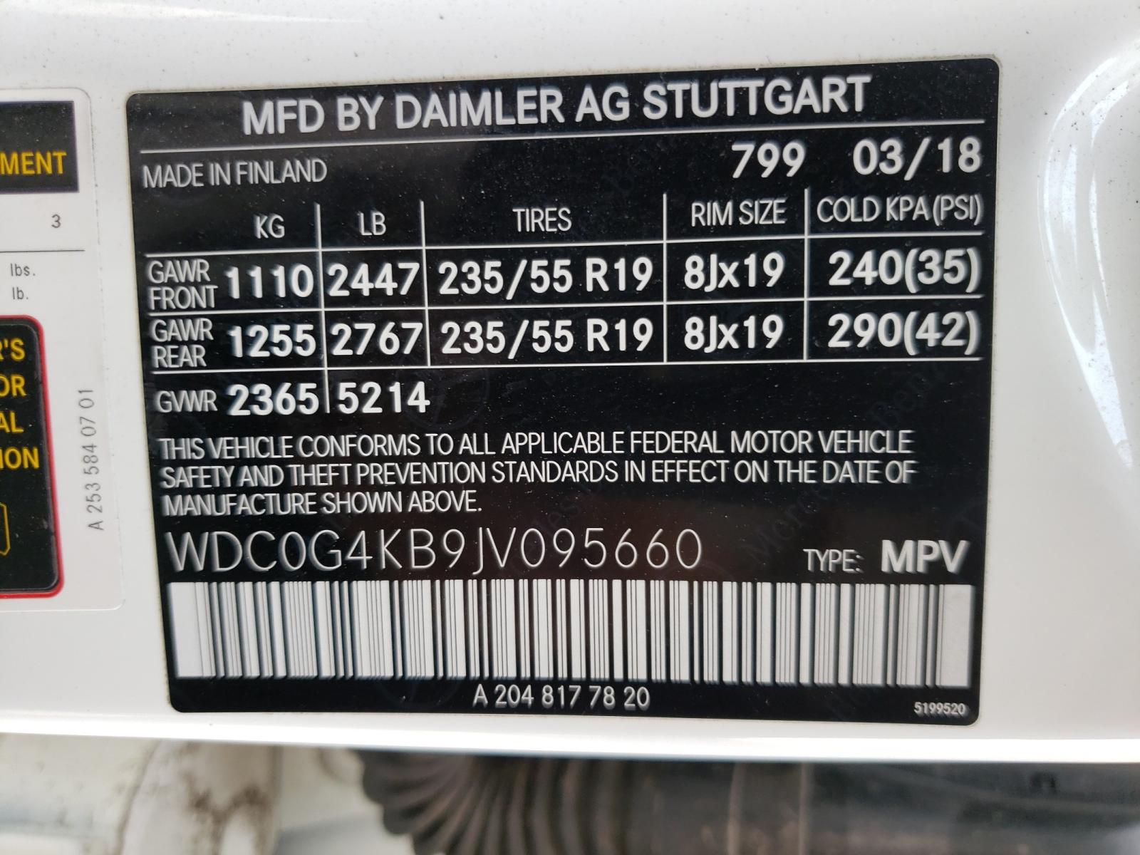 2018 MERCEDES-BENZ GLC 300 4M - WDC0G4KB9JV095660