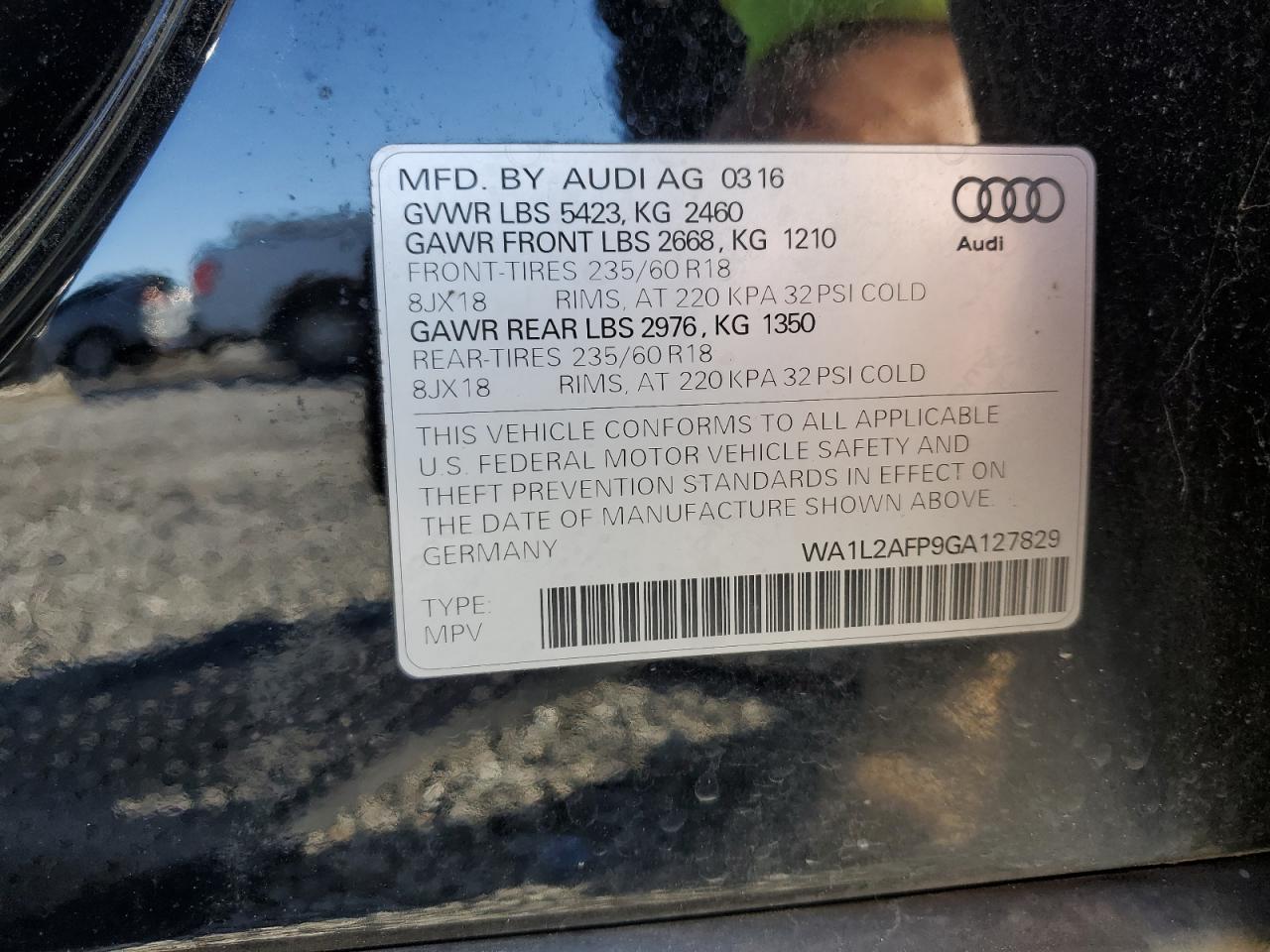 2016 AUDI Q5 PREMIUM - WA1L2AFP9GA127829