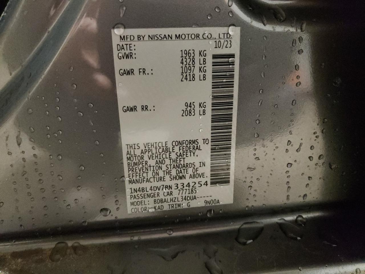 2024 NISSAN ALTIMA SV - 1N4BL4DV7RN334254