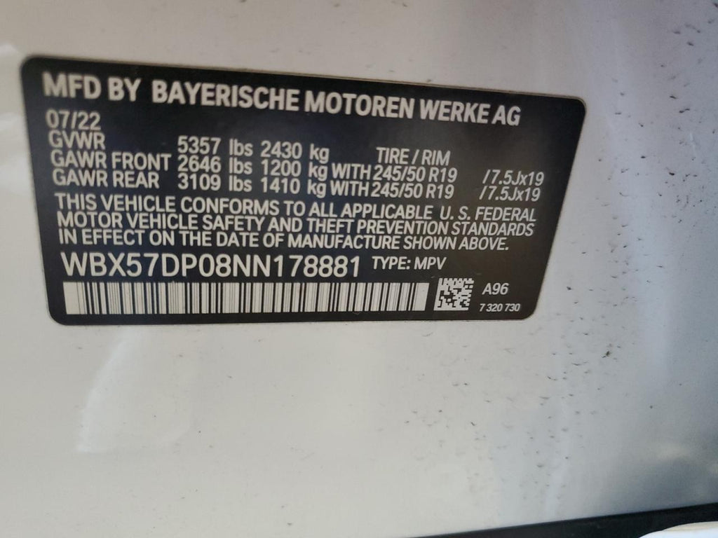 2022 BMW X3 XDRIVE3 - WBX57DP08NN178881