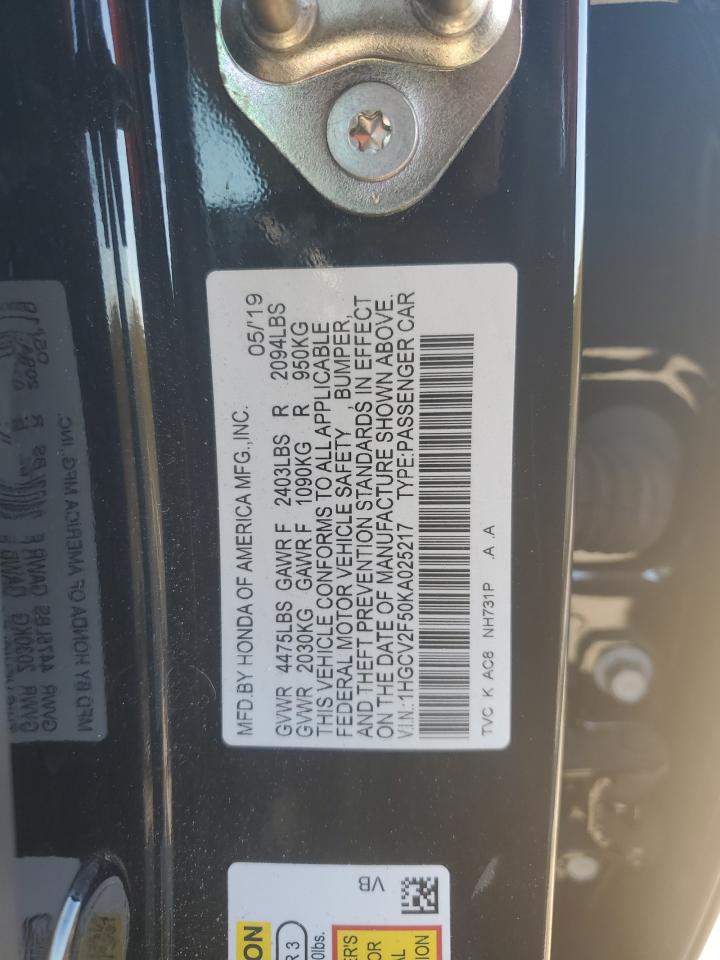 2019 HONDA ACCORD EXL - 1HGCV2F50KA025217