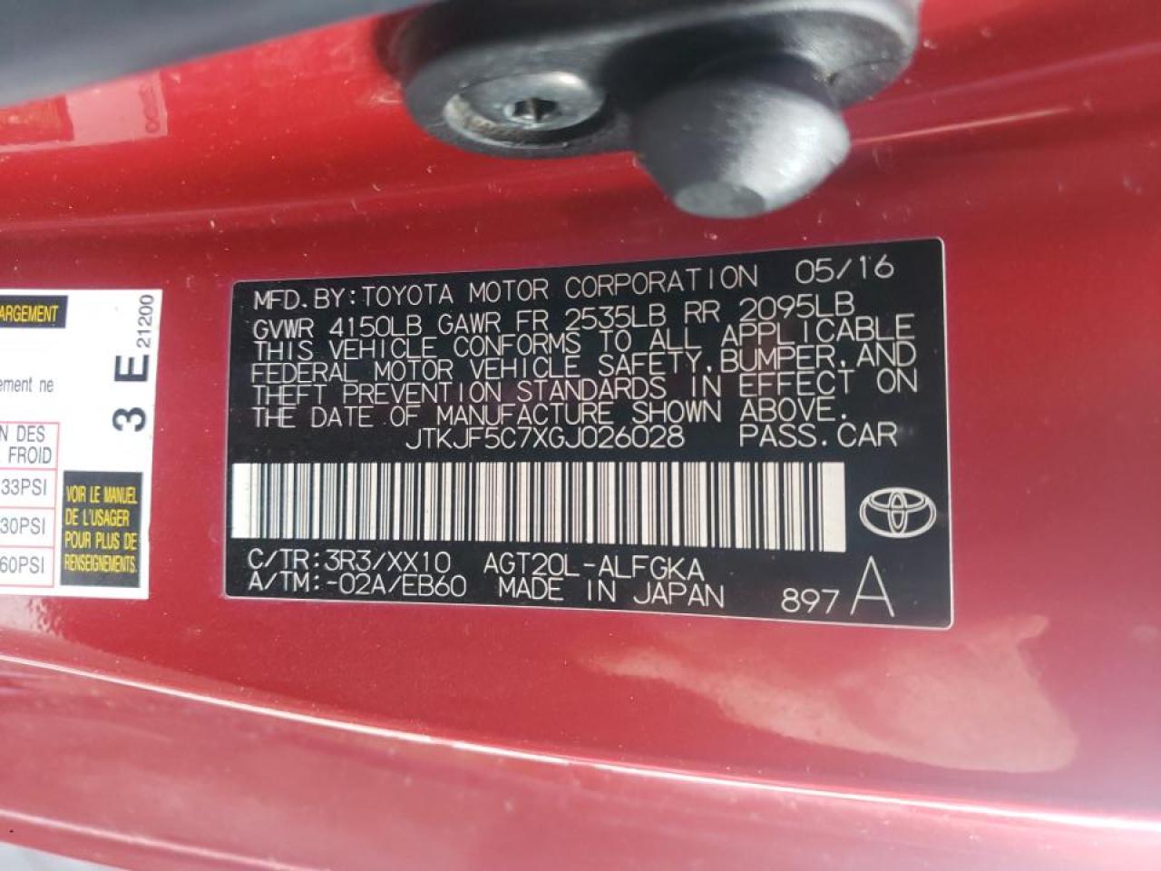 2016 TOYOTA SCION TC - JTKJF5C7XGJ026028