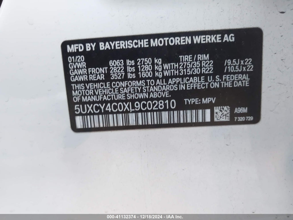2020 BMW X6 - 5UXCY4C0XL9C02810
