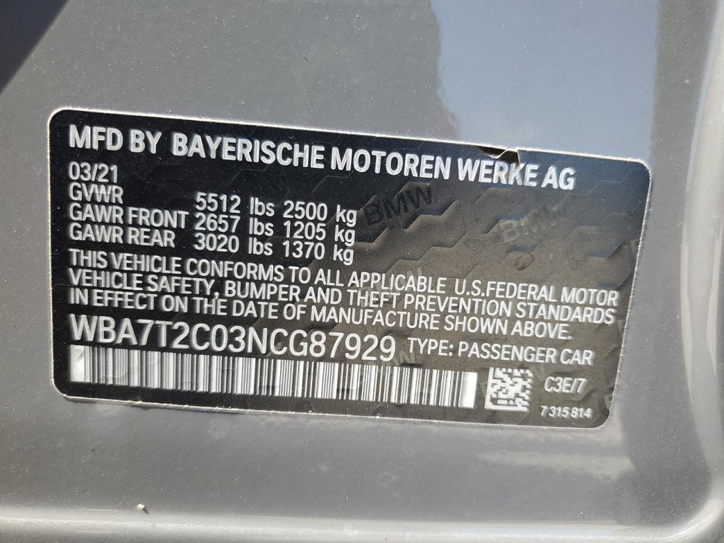 2022 BMW 740 I - WBA7T2C03NCG87929